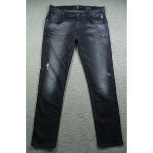 7 For All Mankind Jeans Womens Size 31 Black Denim The Relaxed Skinny Stretch